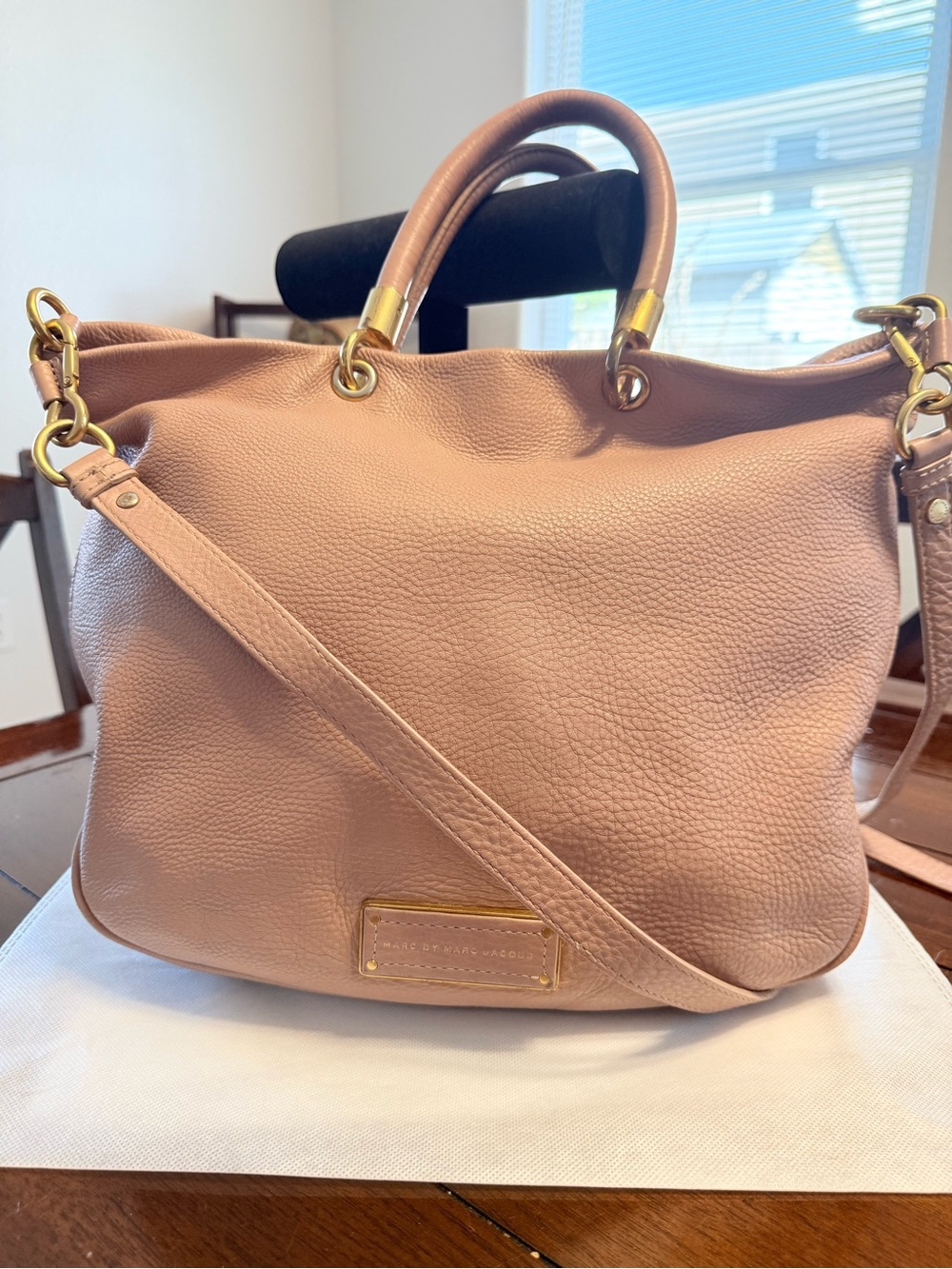 Marc Jacobs Blush Pink Pebbled Leather Shoulder Satchel